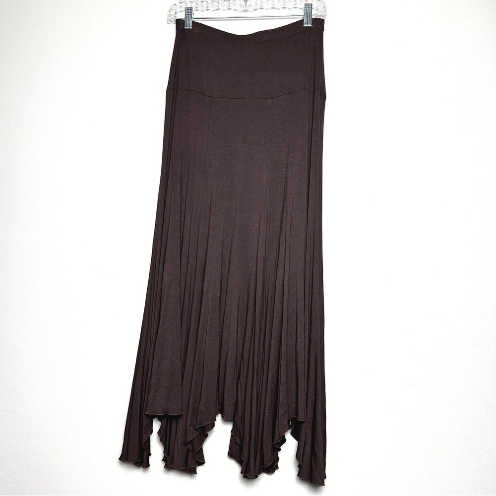 Vintage Chocolate Brown Asymmetrical Maxi Skirt Size Small